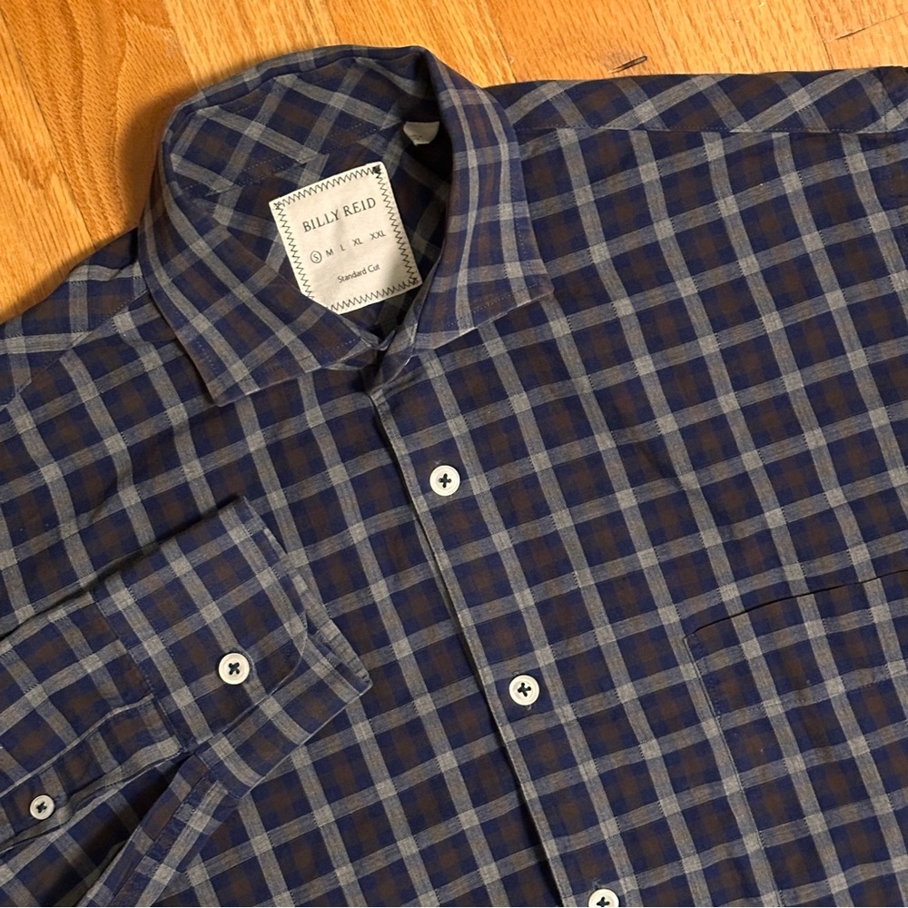 Billy Reid Standard Cut Plaid Long Sleeve Button Down Shirt Small